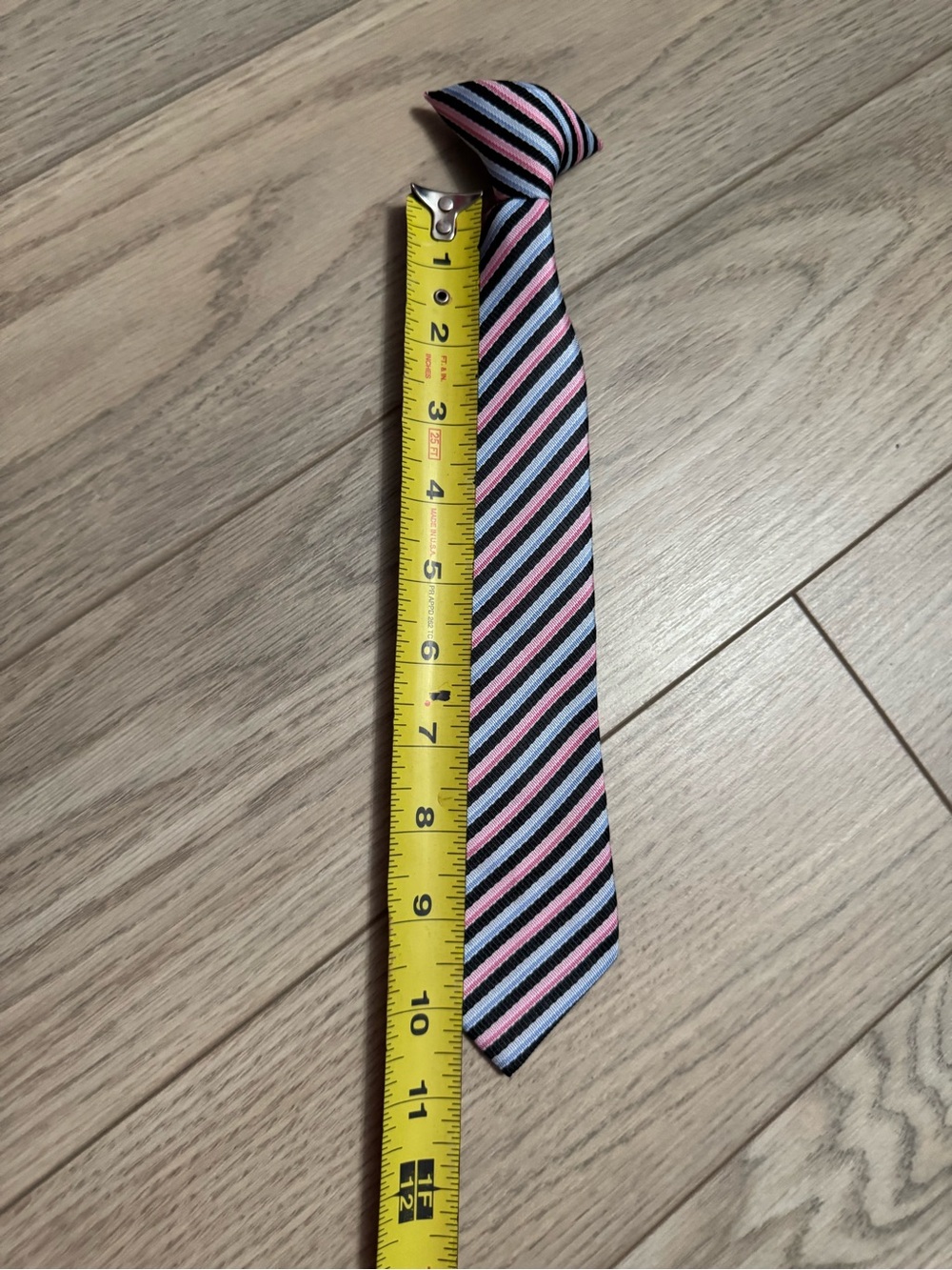 Striped Pink and Blue boys clip on Tie